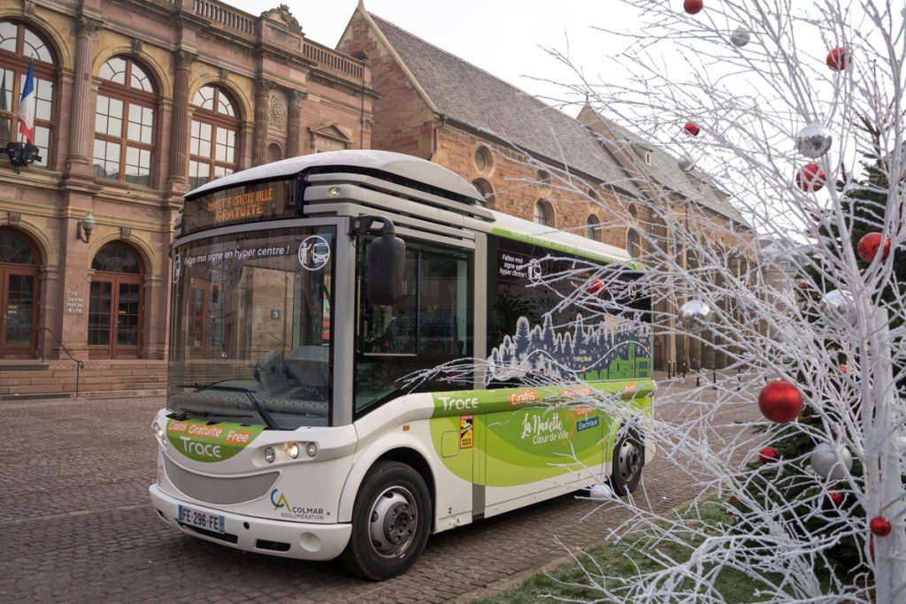 Navette de électrique bus gratuite - accès marché de Noël de Colmar